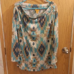 Wrangler Western Aztec Boatneck Top